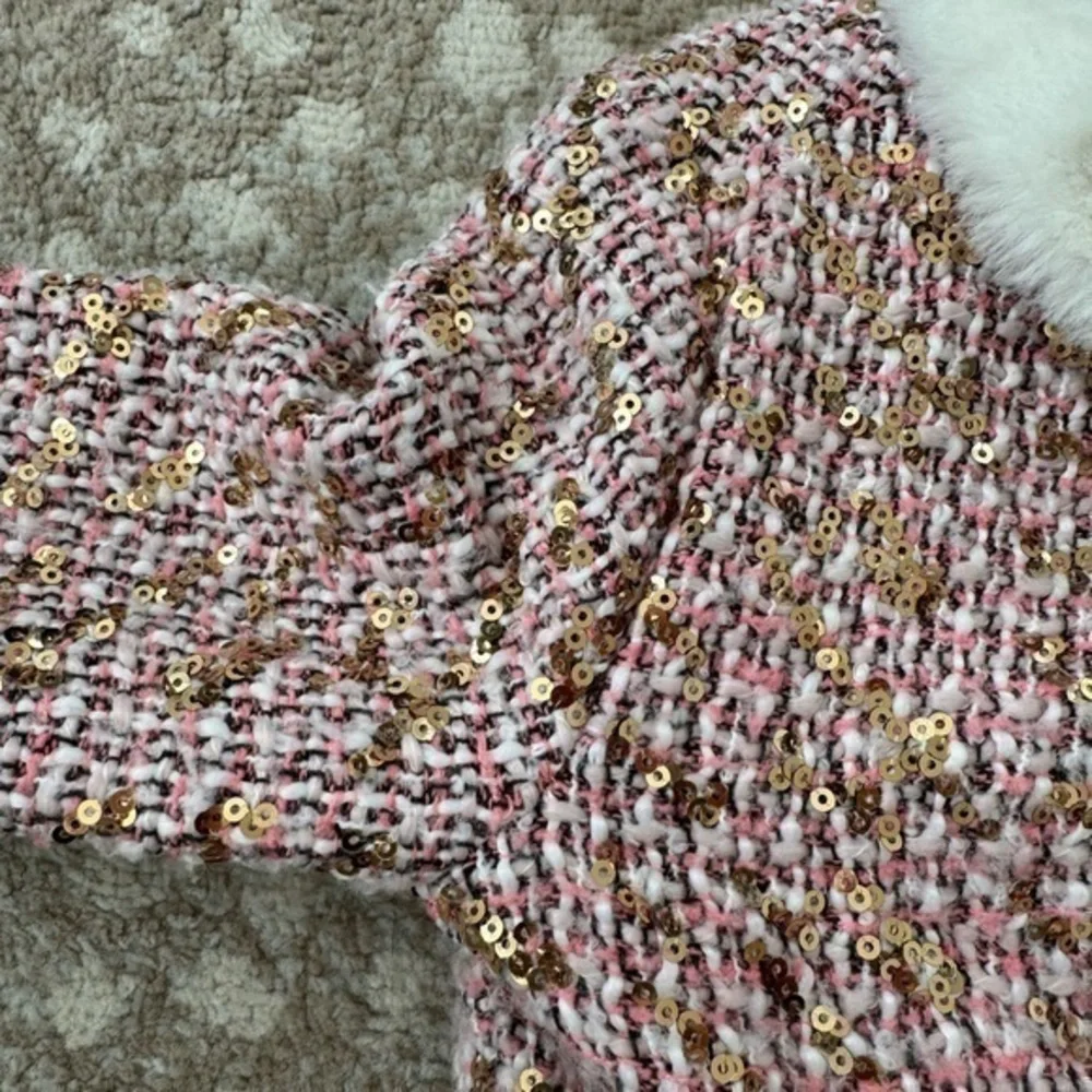 Disney Princess‎ Pink Tweed & Gold Sequin Girls Coat Size 4
